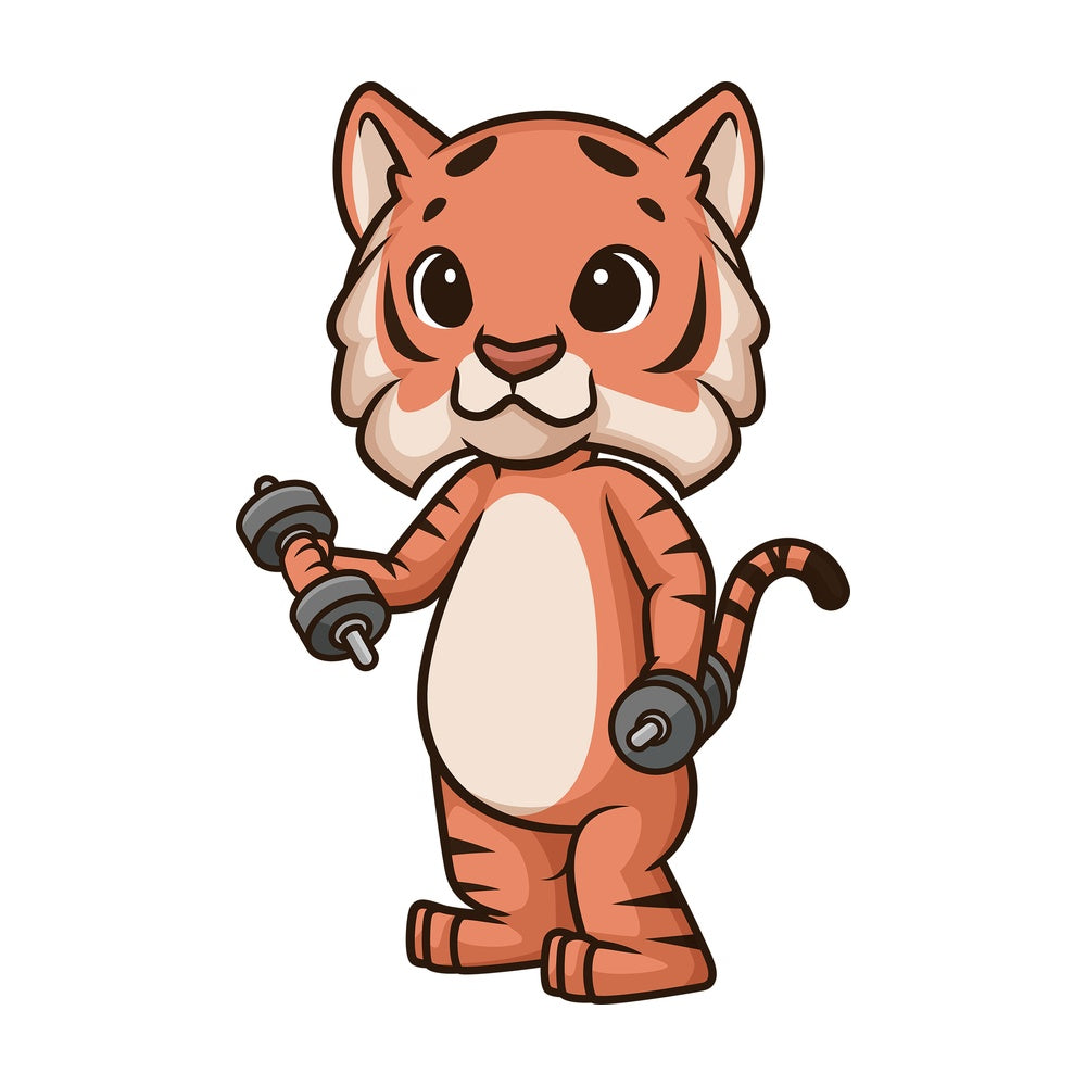 Tiger working out. PNG - JPG and vector EPS (infinitely scalable).