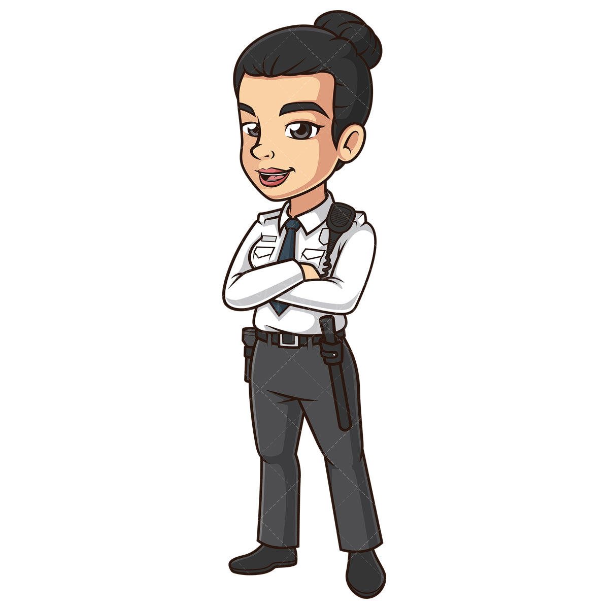 Royalty-free stock vector illustration of a asian security guard.