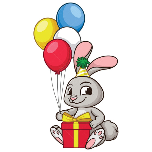 Royalty-free stock vector illustration of a birthday rabbit.