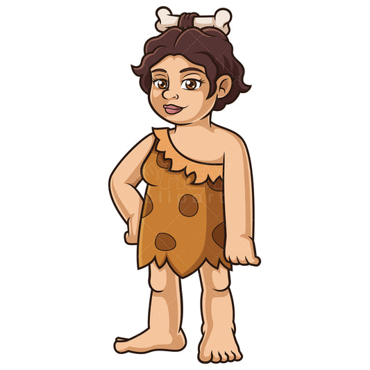 Cartoon Caucasian Cavewoman Royalty-Free Stock Vector Clip Art Image