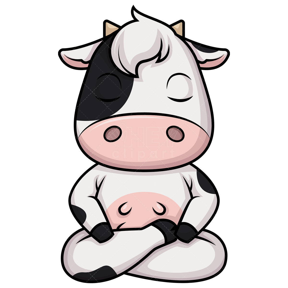 Royalty-free stock vector illustration of a cow meditating.