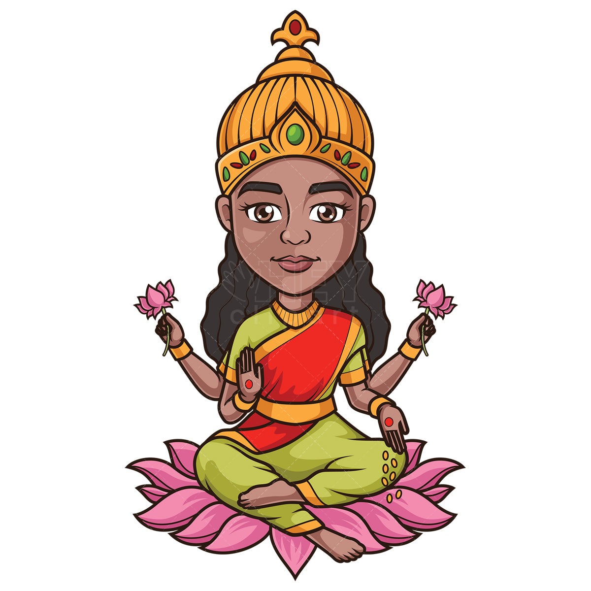 Royalty-free stock vector illustration of a goddess lakshmi.