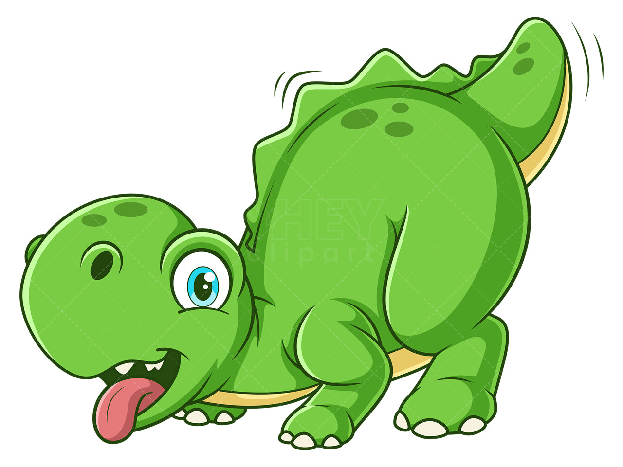 Royalty-free stock vector illustration of a playful dinosaur dog wagging tail.