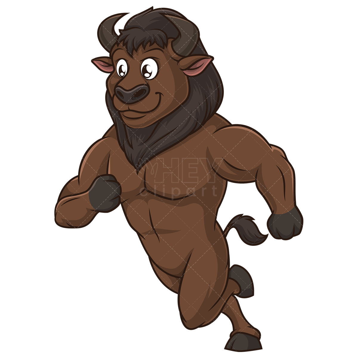 Royalty-free stock vector illustration of a running bison.
