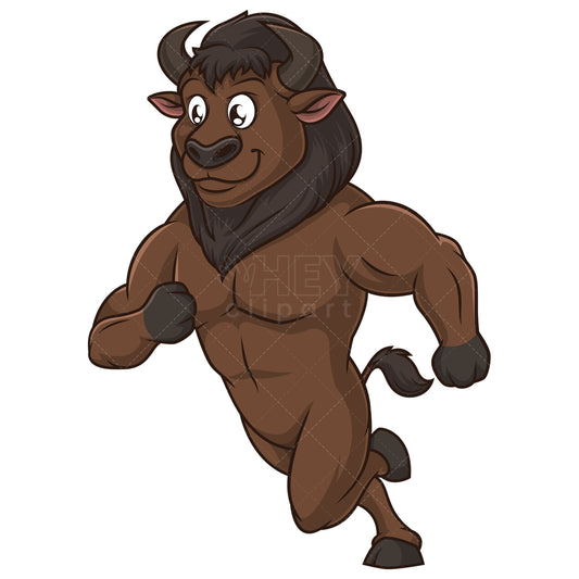 Royalty-free stock vector illustration of a running bison.