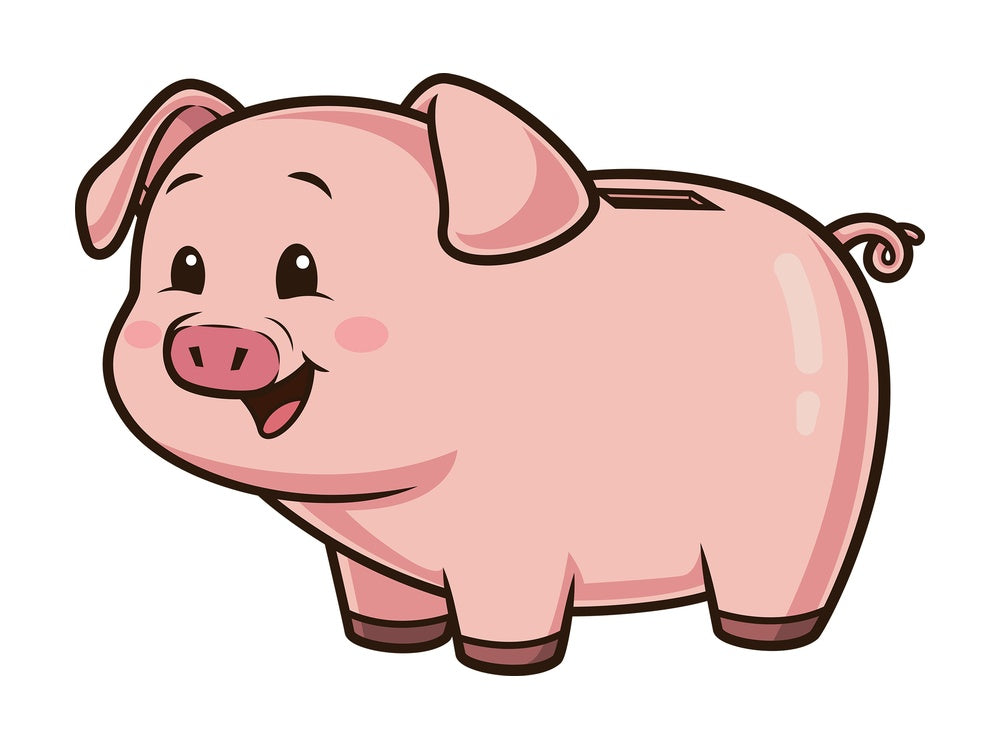 Happy piggy bank. PNG - JPG and vector EPS (infinitely scalable).
