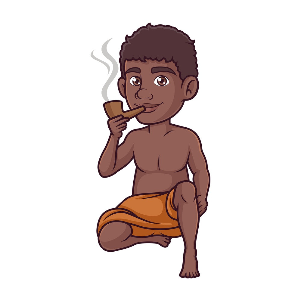 Bushman smoking. PNG - JPG and vector EPS (infinitely scalable).