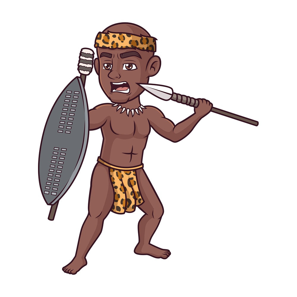 Fierce zulu warrior. PNG - JPG and vector EPS (infinitely scalable).