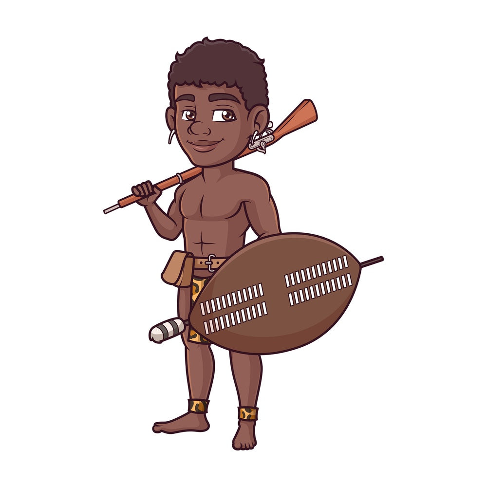 Zulu warrior with musket. PNG - JPG and vector EPS (infinitely scalable).