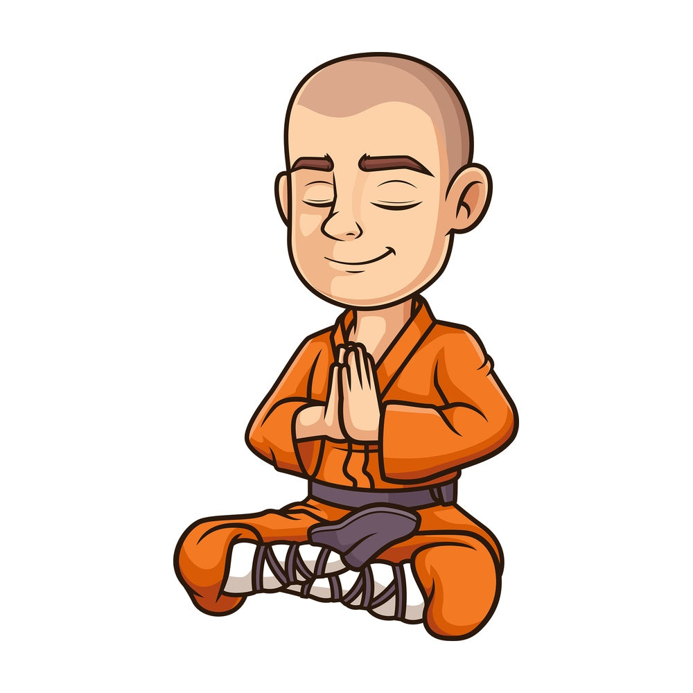 Shaolin monk meditating. PNG - JPG and vector EPS (infinitely scalable).