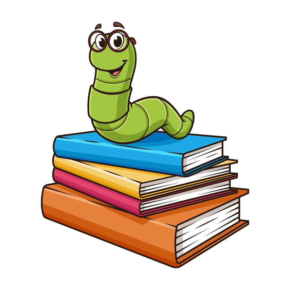 Bookworm on books. PNG - JPG and vector EPS (infinitely scalable).