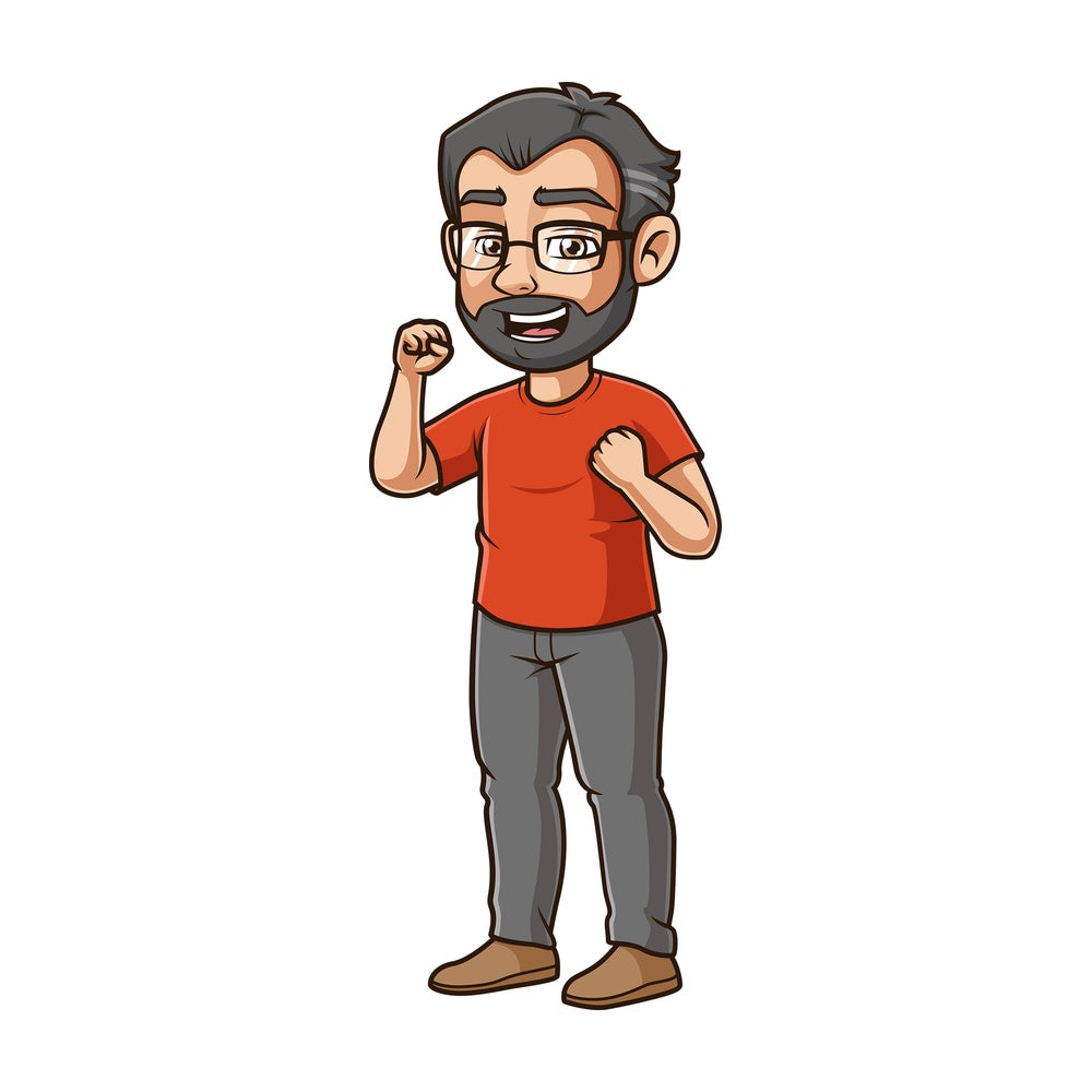 Happy middle-aged man. PNG - JPG and vector EPS (infinitely scalable).