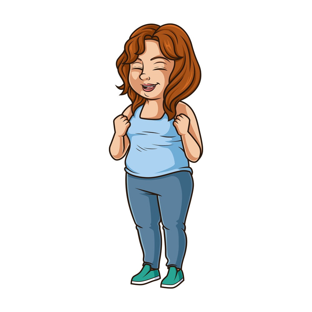 Happy chubby woman. PNG - JPG and vector EPS (infinitely scalable).