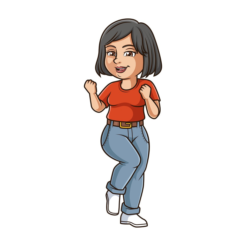 Happy middle-aged woman. PNG - JPG and vector EPS (infinitely scalable).