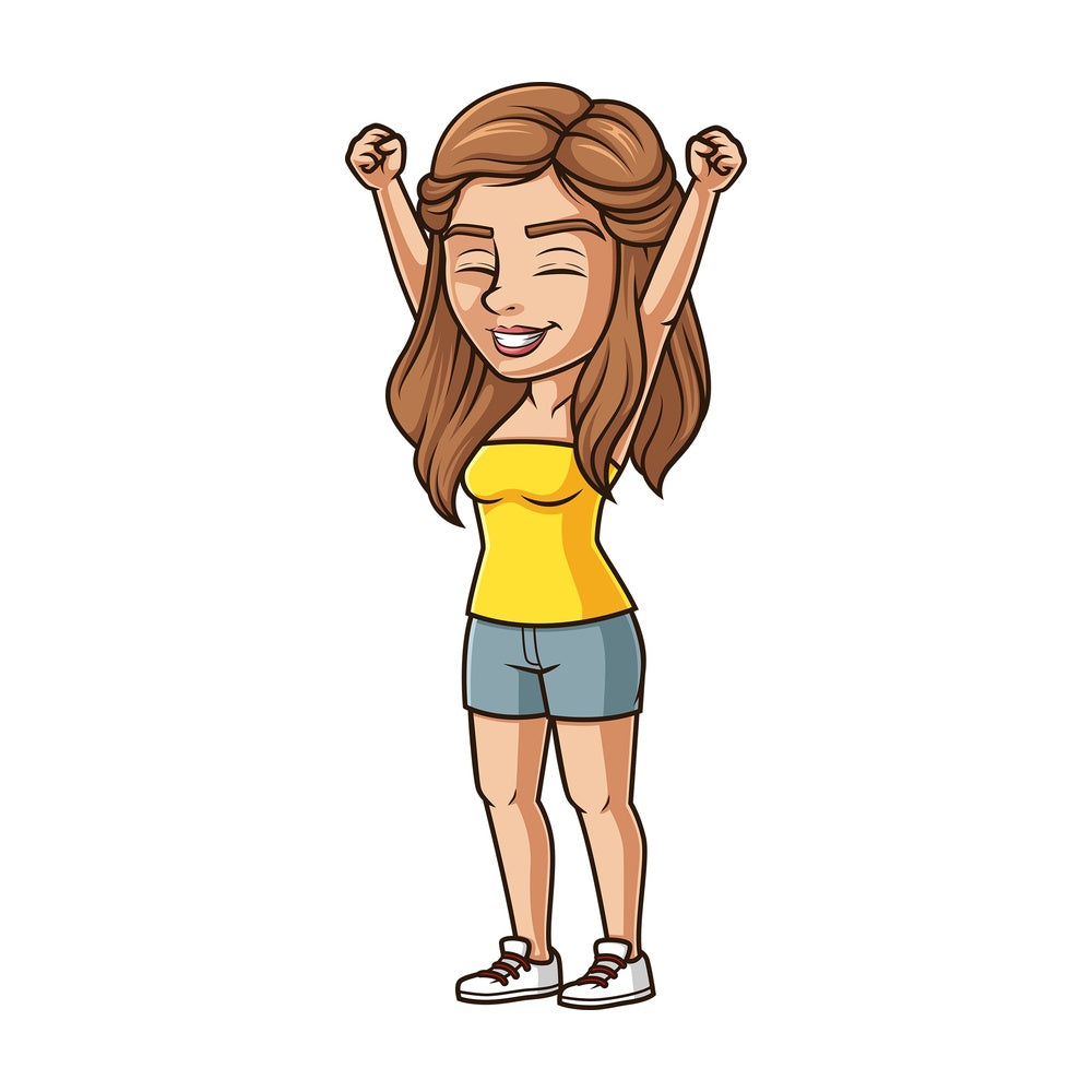 Young woman cheering. PNG - JPG and vector EPS (infinitely scalable).