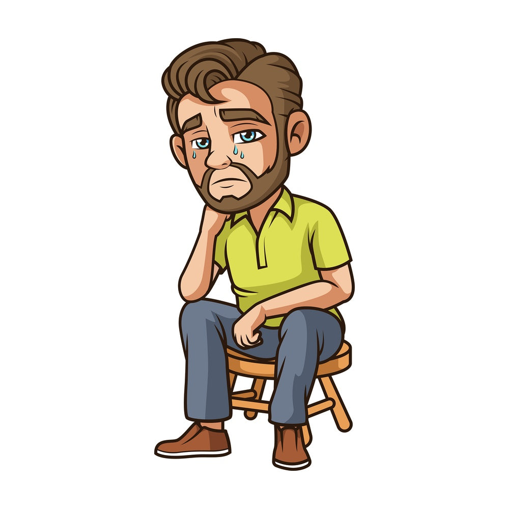 Sorrowful man crying. PNG - JPG and vector EPS (infinitely scalable).