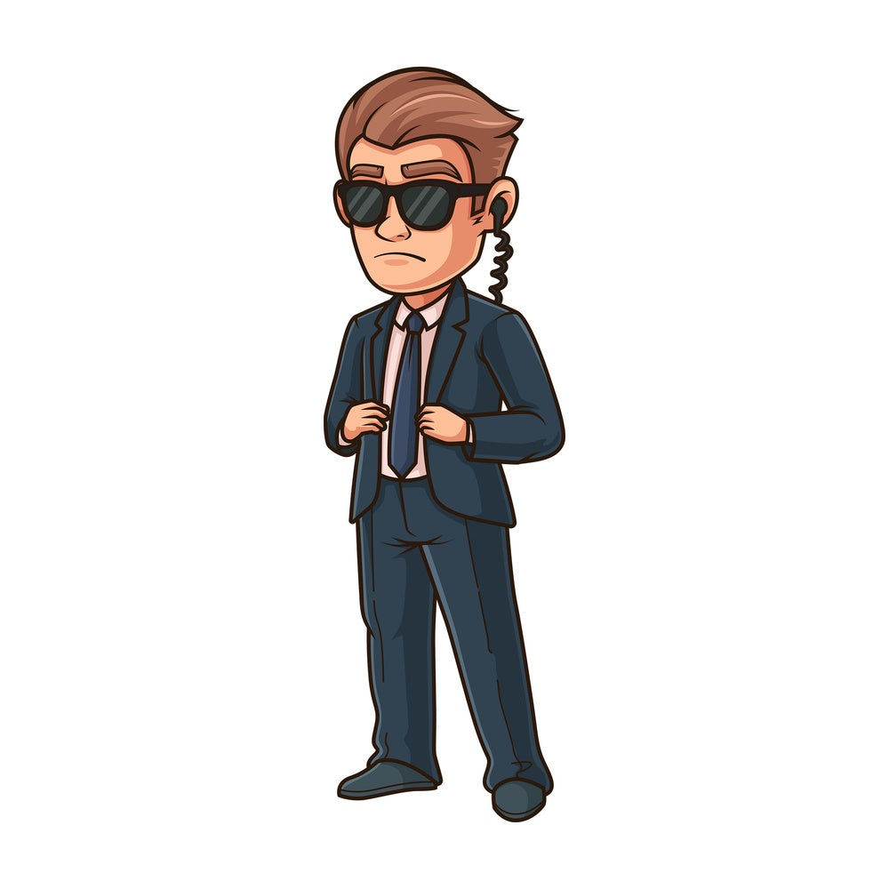 Confident secret service agent. PNG - JPG and vector EPS (infinitely scalable).