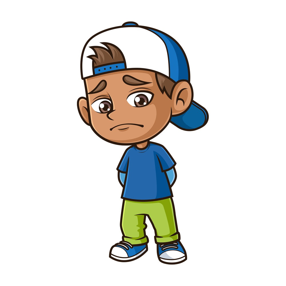 Upset hispanic boy. PNG - JPG and vector EPS (infinitely scalable).