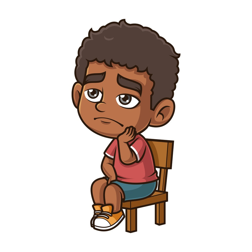 Sad black boy. PNG - JPG and vector EPS (infinitely scalable).