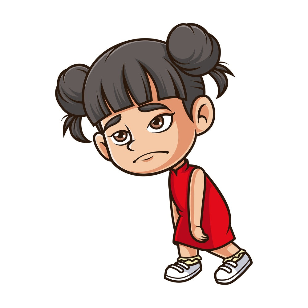 Sad asian girl. PNG - JPG and vector EPS (infinitely scalable).