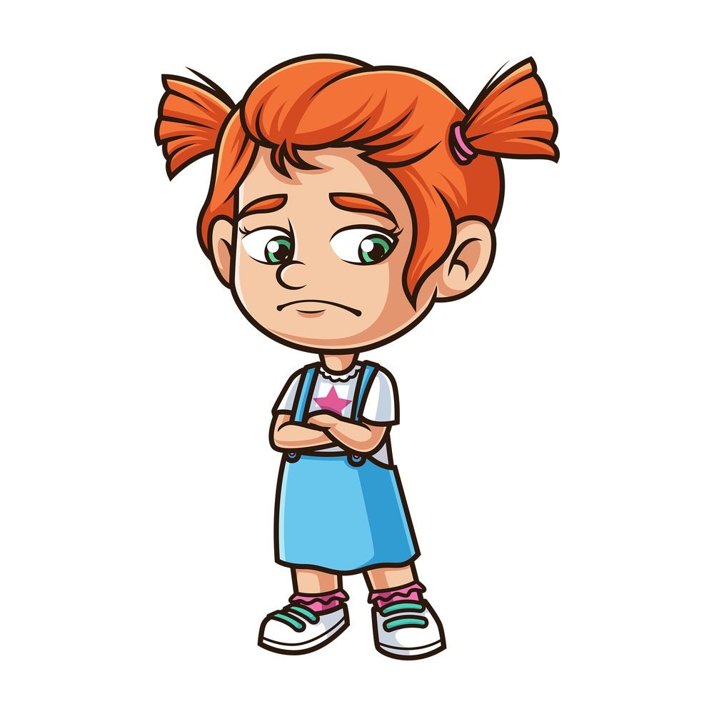 Sad ginger girl. PNG - JPG and vector EPS (infinitely scalable).