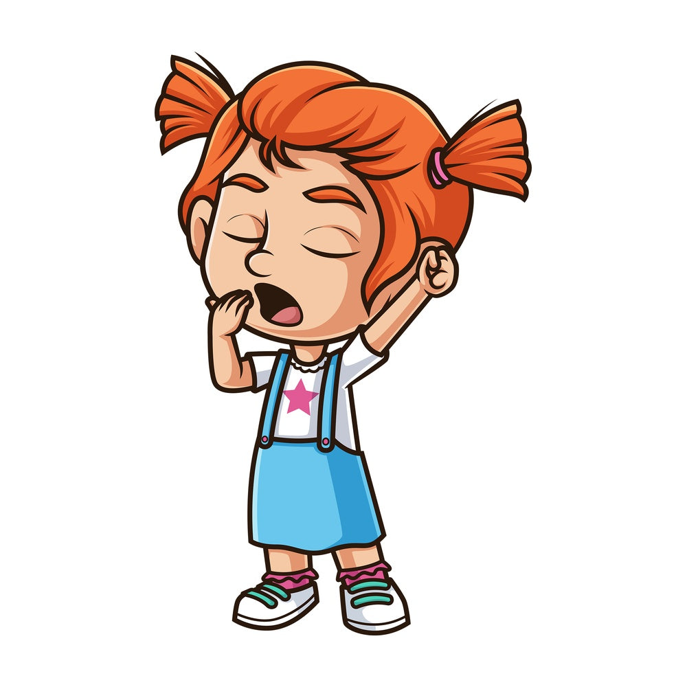 Exhausted girl yawning. PNG - JPG and vector EPS (infinitely scalable).