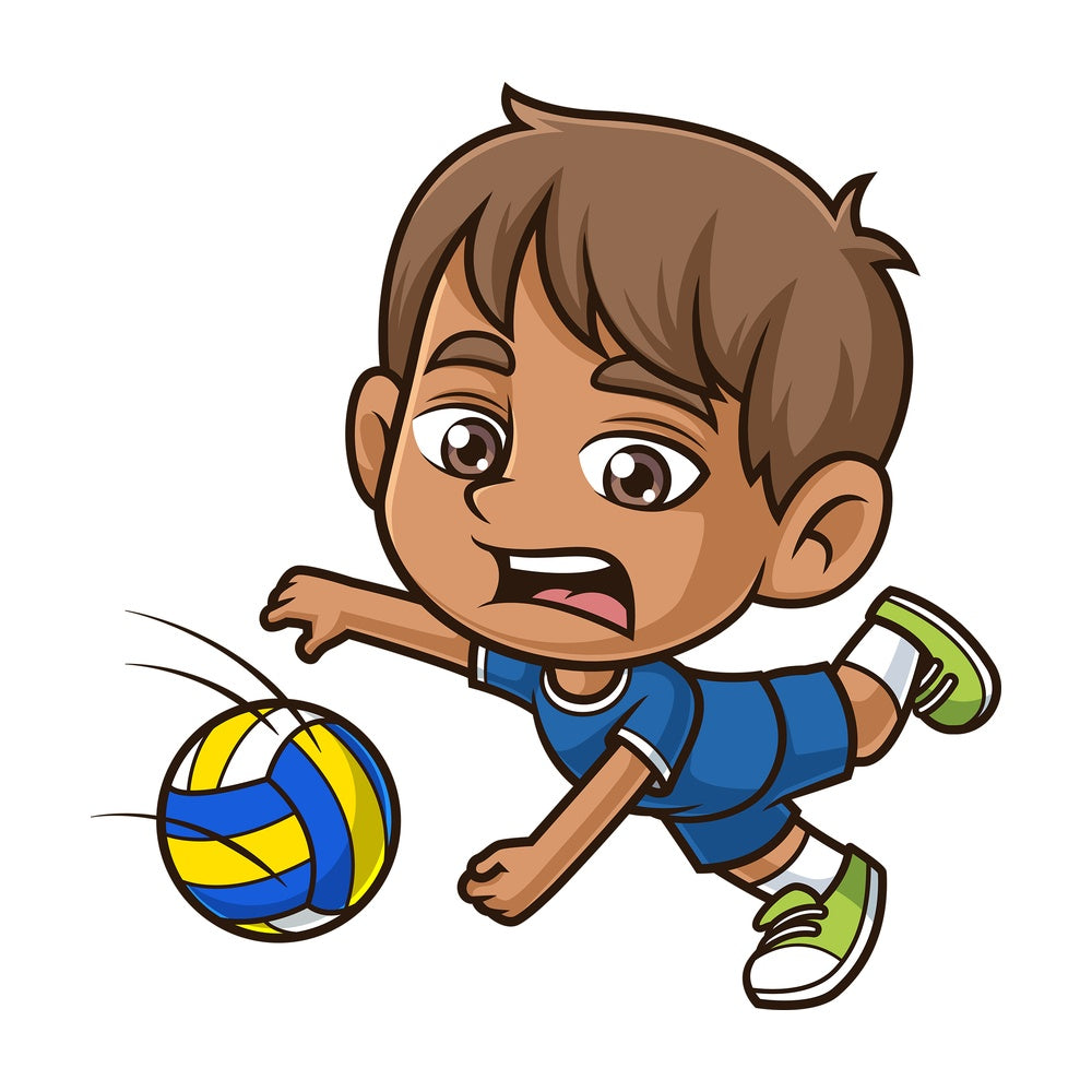 Hispanic boy playing volleyball. PNG - JPG and vector EPS (infinitely scalable).