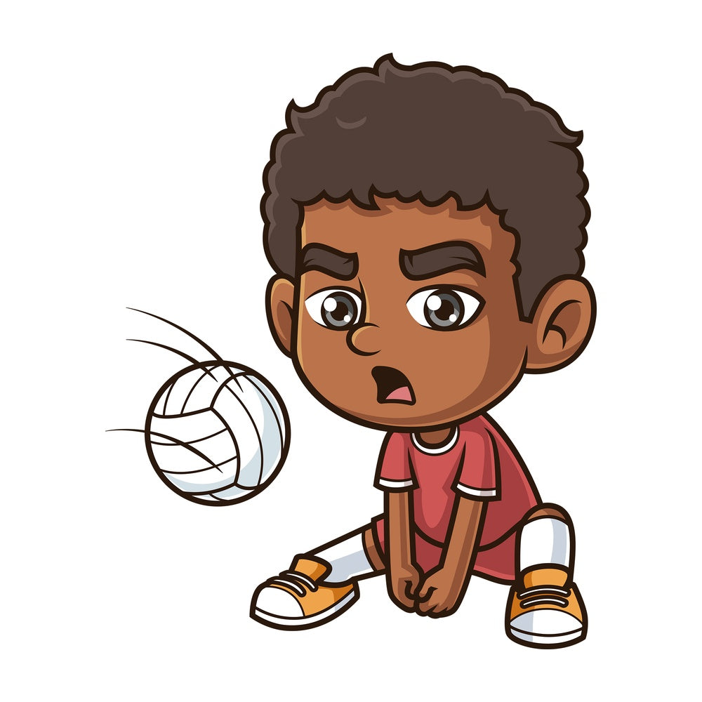 Black boy playing volleyball. PNG - JPG and vector EPS (infinitely scalable).