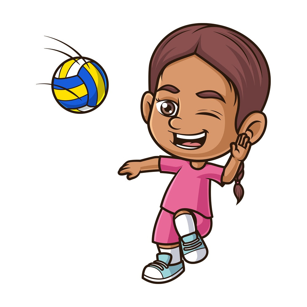 Hispanic girl playing volleyball. PNG - JPG and vector EPS (infinitely scalable).