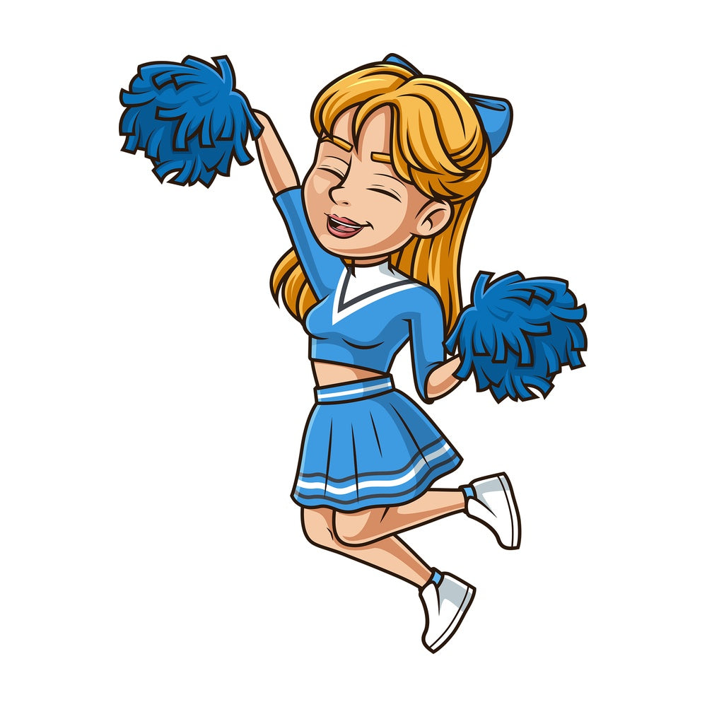 Cute cheerleader jumping. PNG - JPG and vector EPS (infinitely scalable).