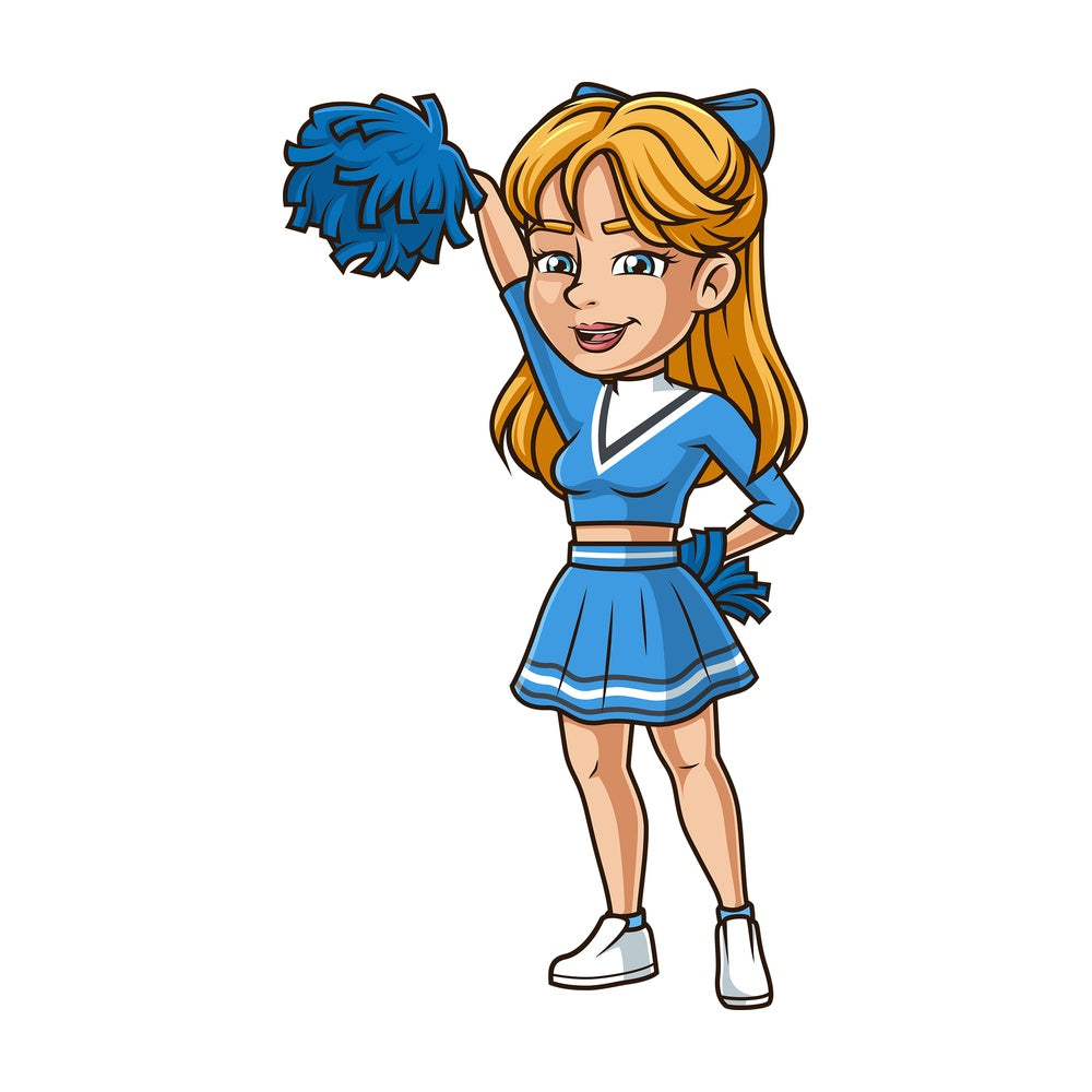 White female cheerleader. PNG - JPG and vector EPS (infinitely scalable).