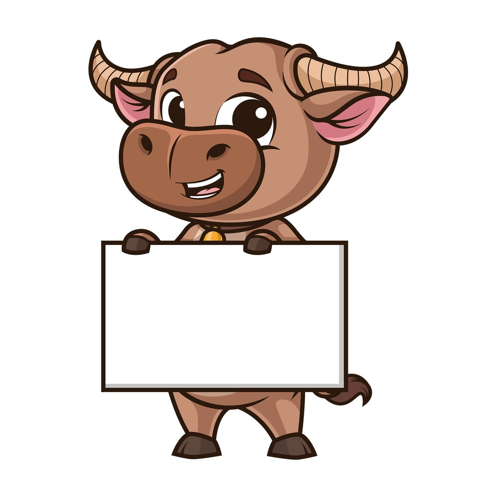 Ox holding blank sign. PNG - JPG and vector EPS (infinitely scalable).