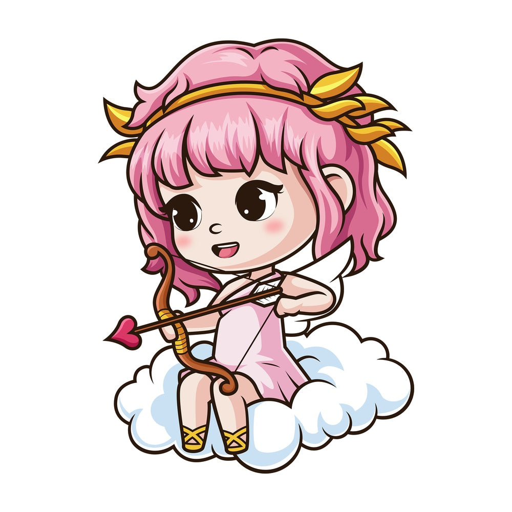 Female cupid on cloud. PNG - JPG and vector EPS (infinitely scalable).