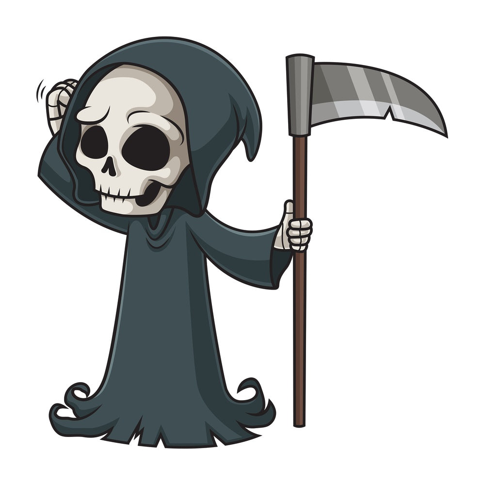 Confused grim reaper. PNG - JPG and vector EPS (infinitely scalable).