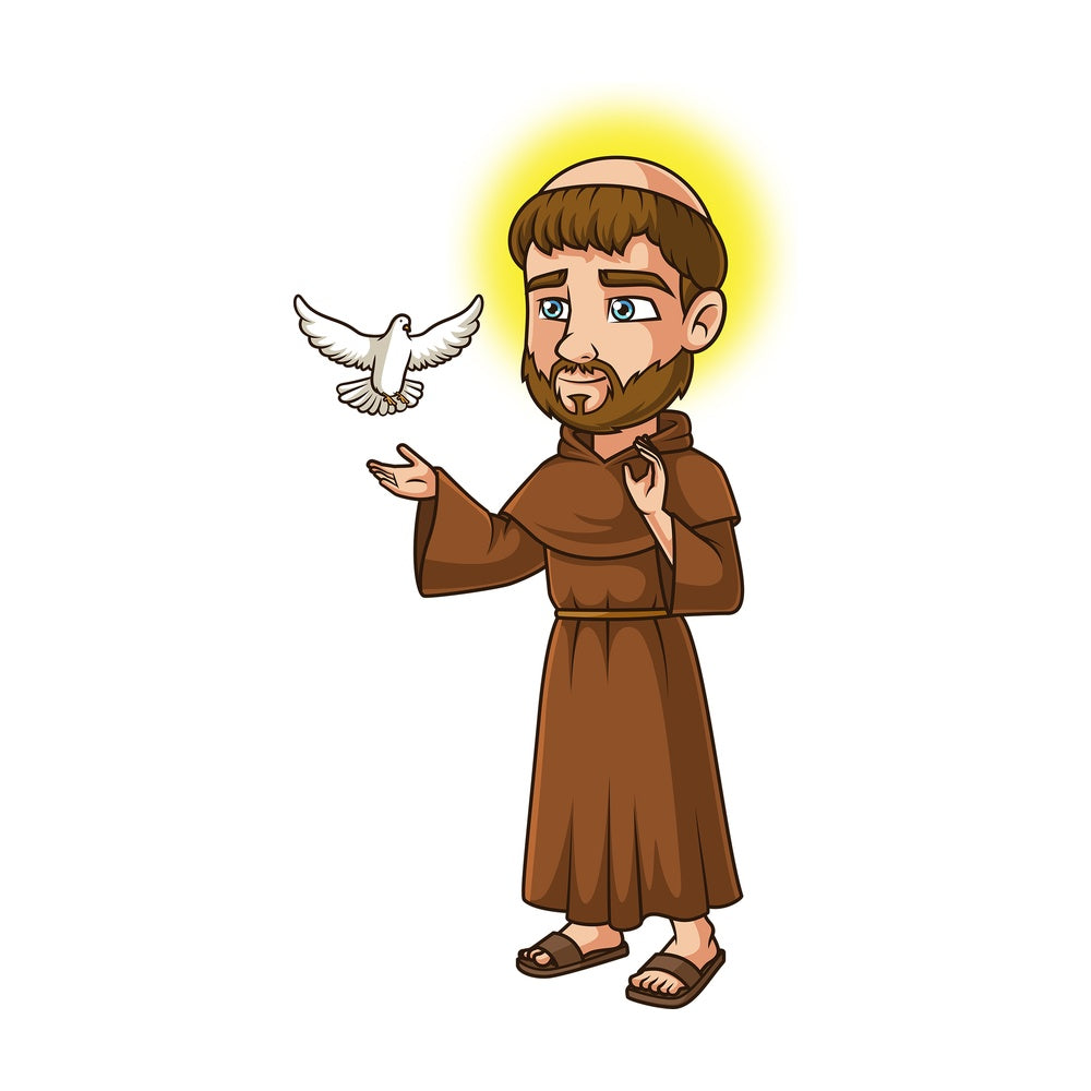 Saint francis of assisi. PNG - JPG and vector EPS file formats (infinitely scalable). Image isolated on transparent background.
