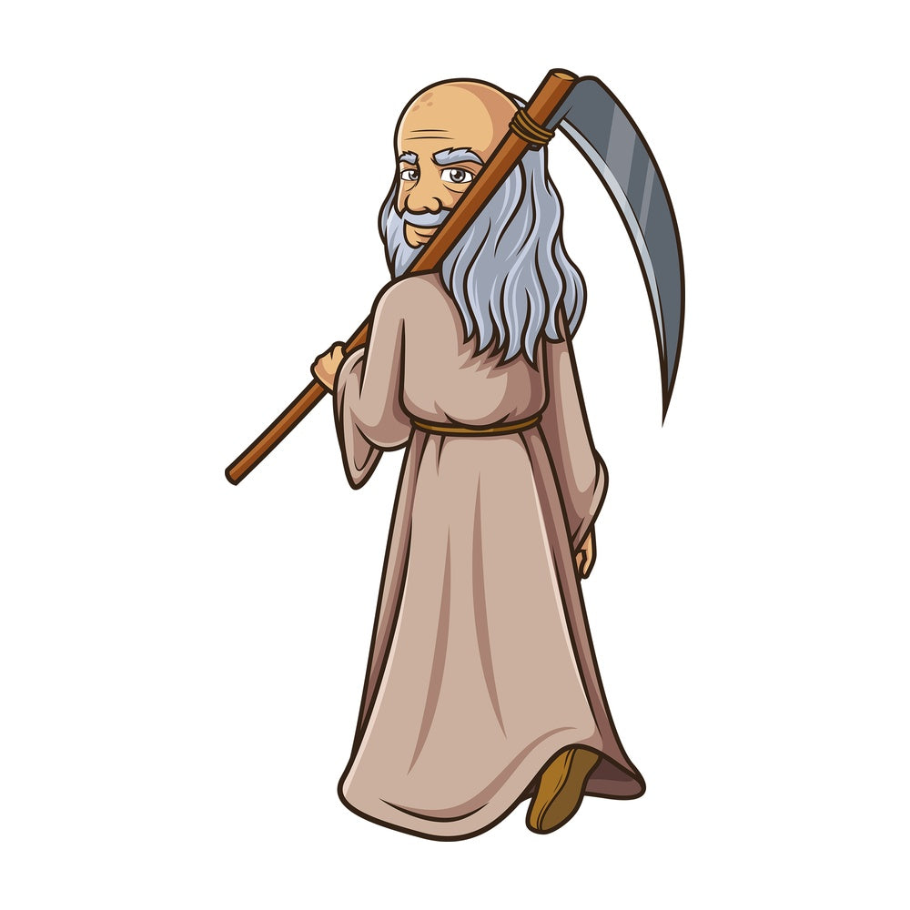 Father time looking back. PNG - JPG and vector EPS (infinitely scalable).