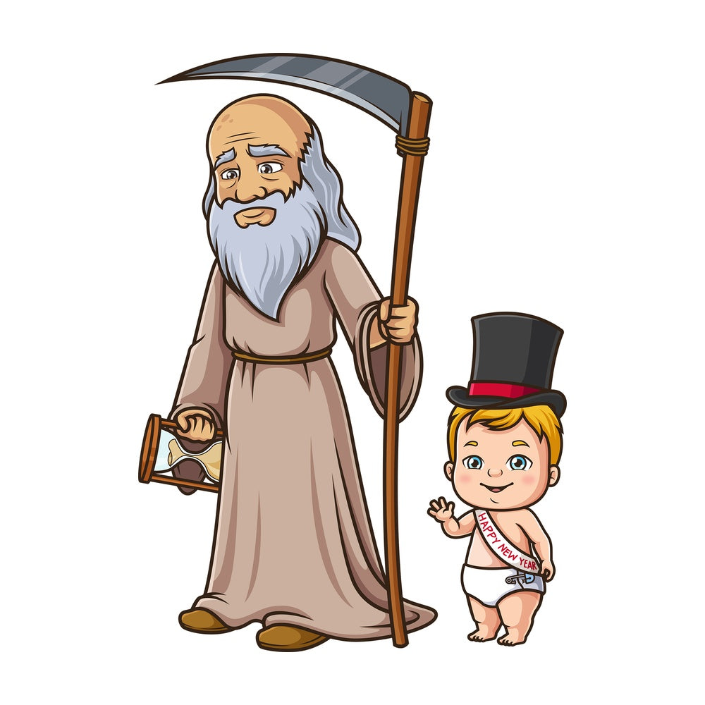 Father time baby new year. PNG - JPG and vector EPS (infinitely scalable).