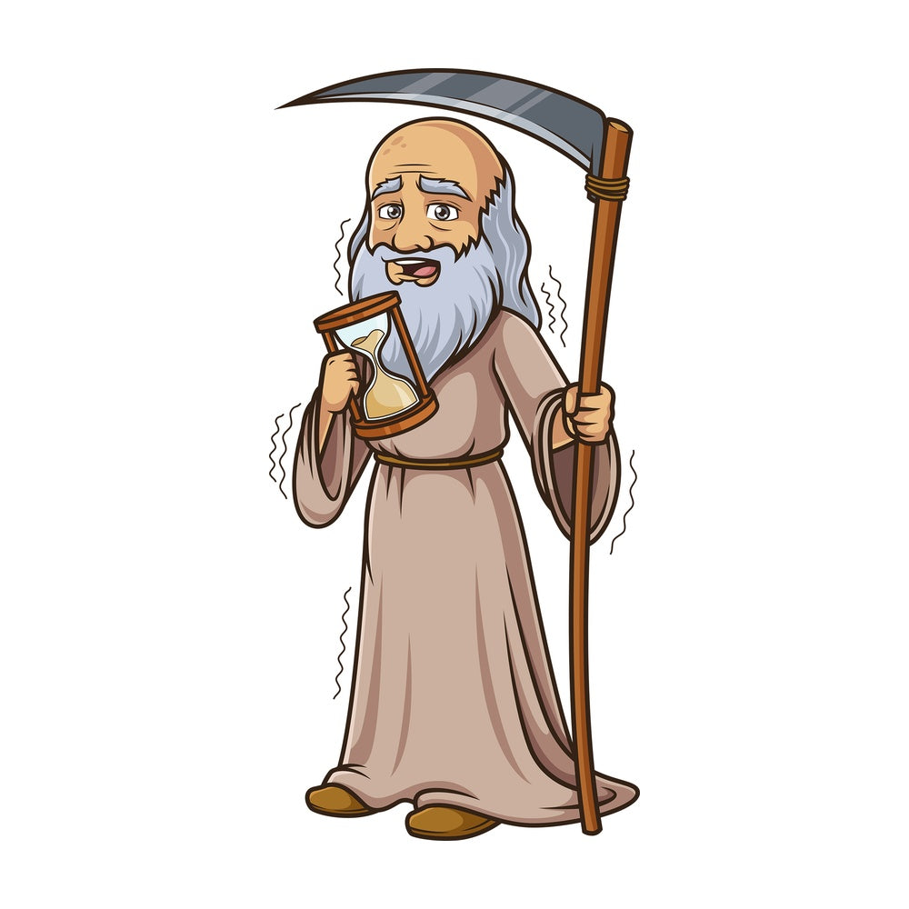 Scared father time. PNG - JPG and vector EPS (infinitely scalable).