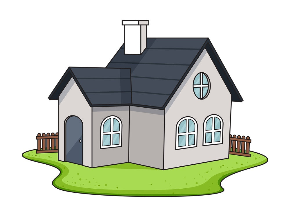 House with fence. PNG - JPG and vector EPS (infinitely scalable).