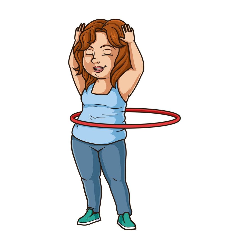 Chubby woman hula hoop. PNG - JPG and vector EPS (infinitely scalable).