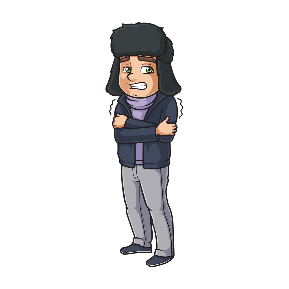 Young guy shivering. PNG - JPG and vector EPS (infinitely scalable).