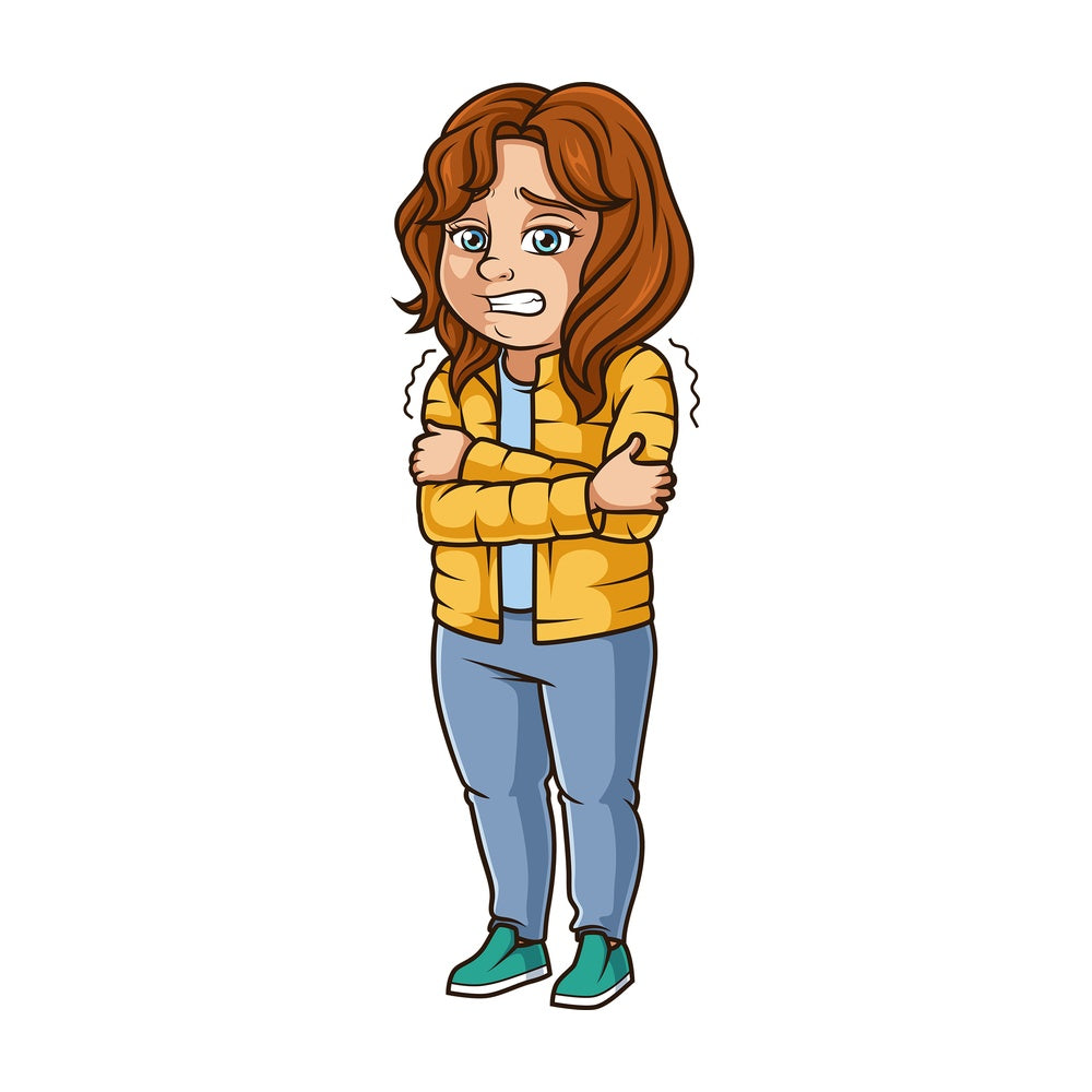Woman shivering cold. PNG - JPG and vector EPS (infinitely scalable).