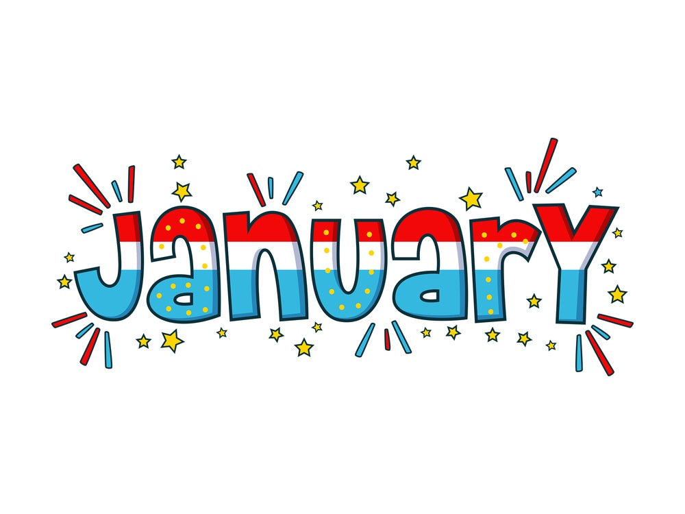 Text doodle january. PNG - JPG and vector EPS file formats (infinitely scalable). Image isolated on transparent background.