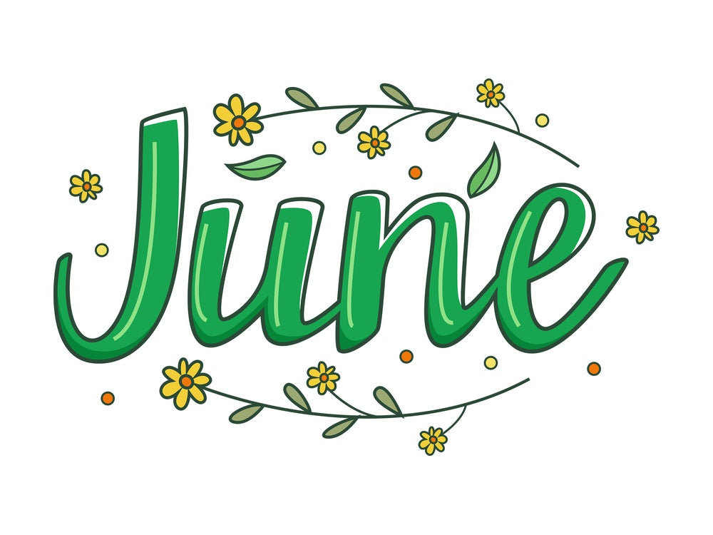 Text doodle june. PNG - JPG and vector EPS file formats (infinitely scalable). Image isolated on transparent background.