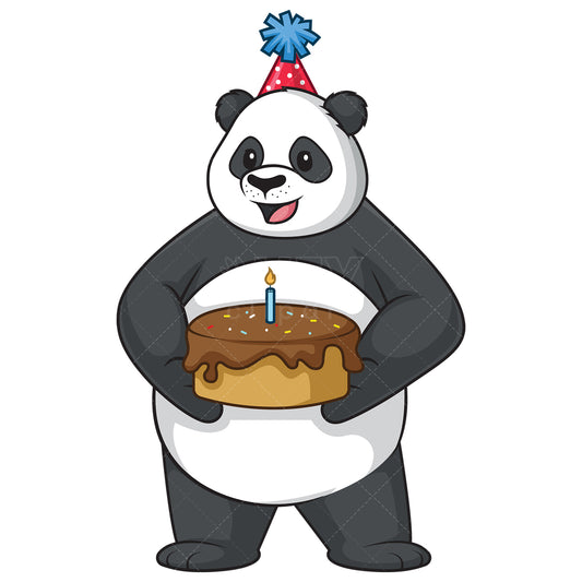 Royalty-free stock vector illustration of a birthday panda.