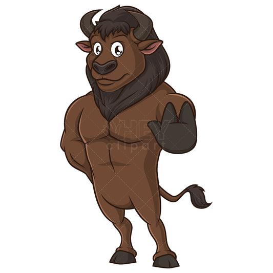 Royalty-free stock vector illustration of a bison making stop gesture.