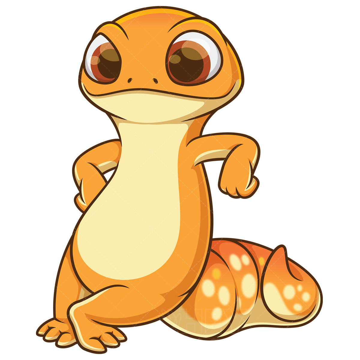 Royalty-free stock vector illustration of a gecko leaning on something.