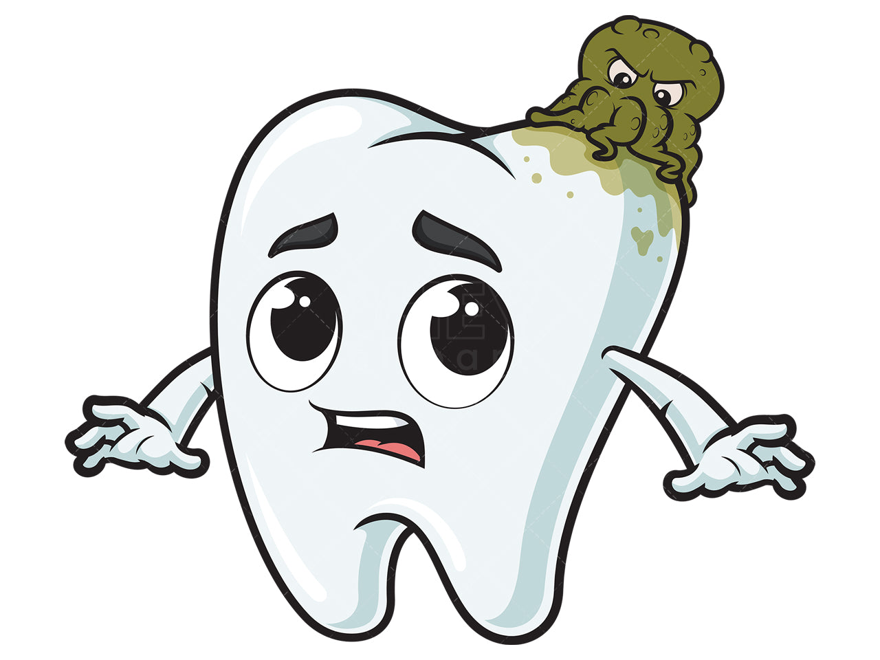 Royalty-free stock vector illustration of a germ causing tooth decay.