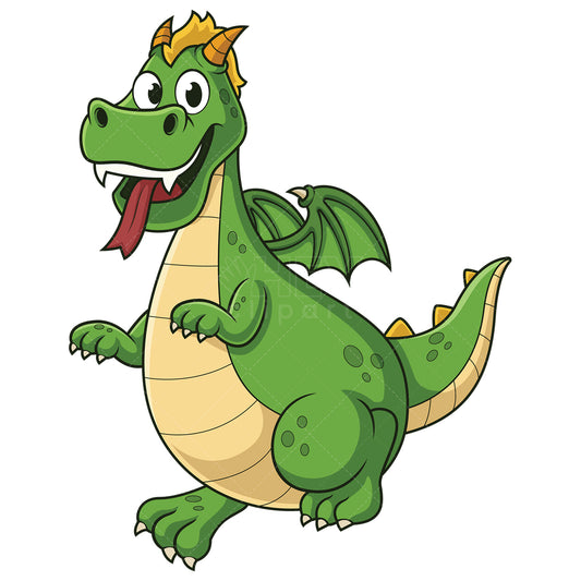 Royalty-free stock vector illustration of a green dragon with small wings.