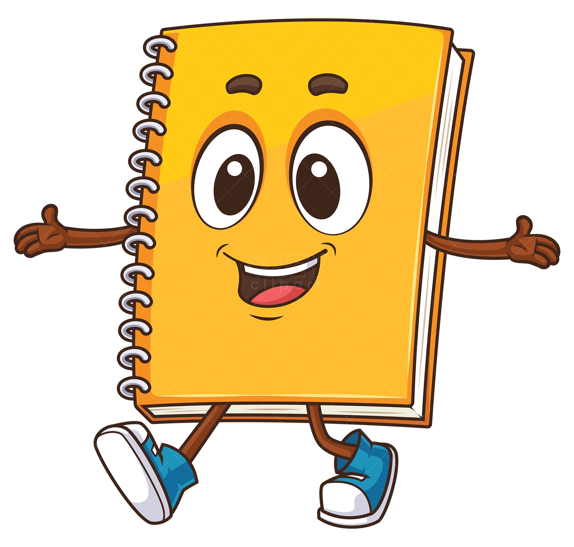 Royalty-free stock vector illustration of a notebook character walking.